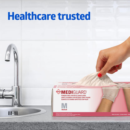 Medline MediGuard Vinyl Exam Gloves, 150 Count, Medium, Powder Free, Disposable, Not Made with Natural Rubber Latex, All-purpose Medical Tasks