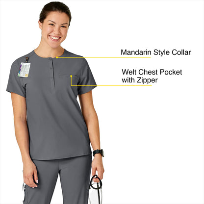 WonderWink Womens Mandarin Collar Tuck-in Top