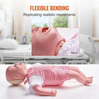VEVOR Infant CPR Training Manikin, Heimlich Maneuver and Cardiopulmonary Resuscitation (CPR) Practice, Professional Infant Airway Obstruction Training Manikin, Baby Infarction Model for Education