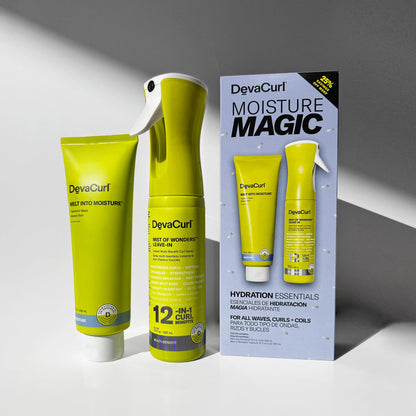 DevaCurl Moisture Magic Hydration Essentials Kit | Melt in Moisture Mask | Mist of Wonders Leave-In 12-in-1 Multi Benefit Curl Spray