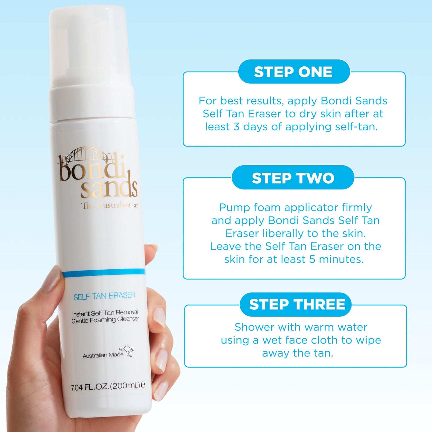 Bondi Sands Self Tan Eraser, Moisturizing, Cleansing, Gentle Formula Removes Self-Tanner and Preps Skin for Reapplication, Vegan + Cruelty-Free