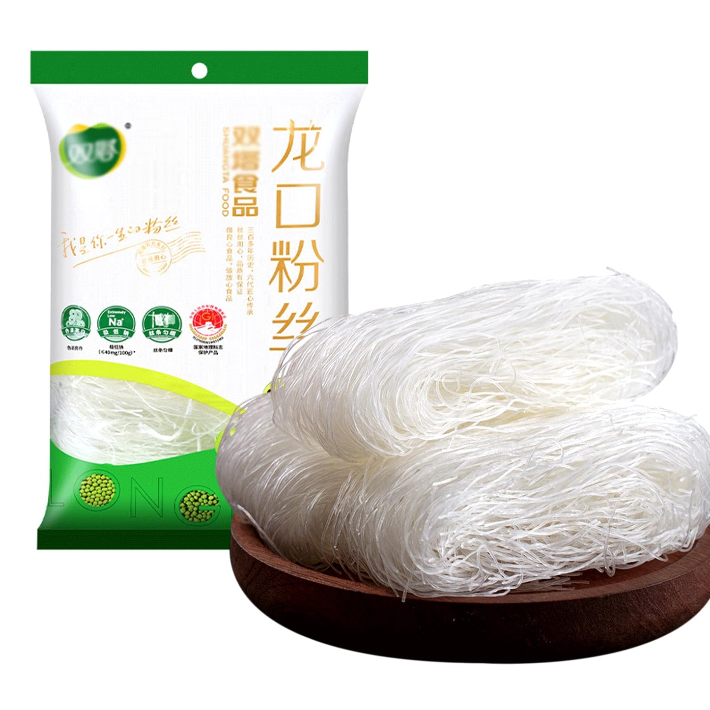 SXET Mung Bean Thread Noodles, LungKuw Mung Bean Vermicelli, Fine Mung Been Glass Noodles for Stir-fries, Soups, Salads, 180g/6.34oz 龙口粉丝 (180g/6.34oz)