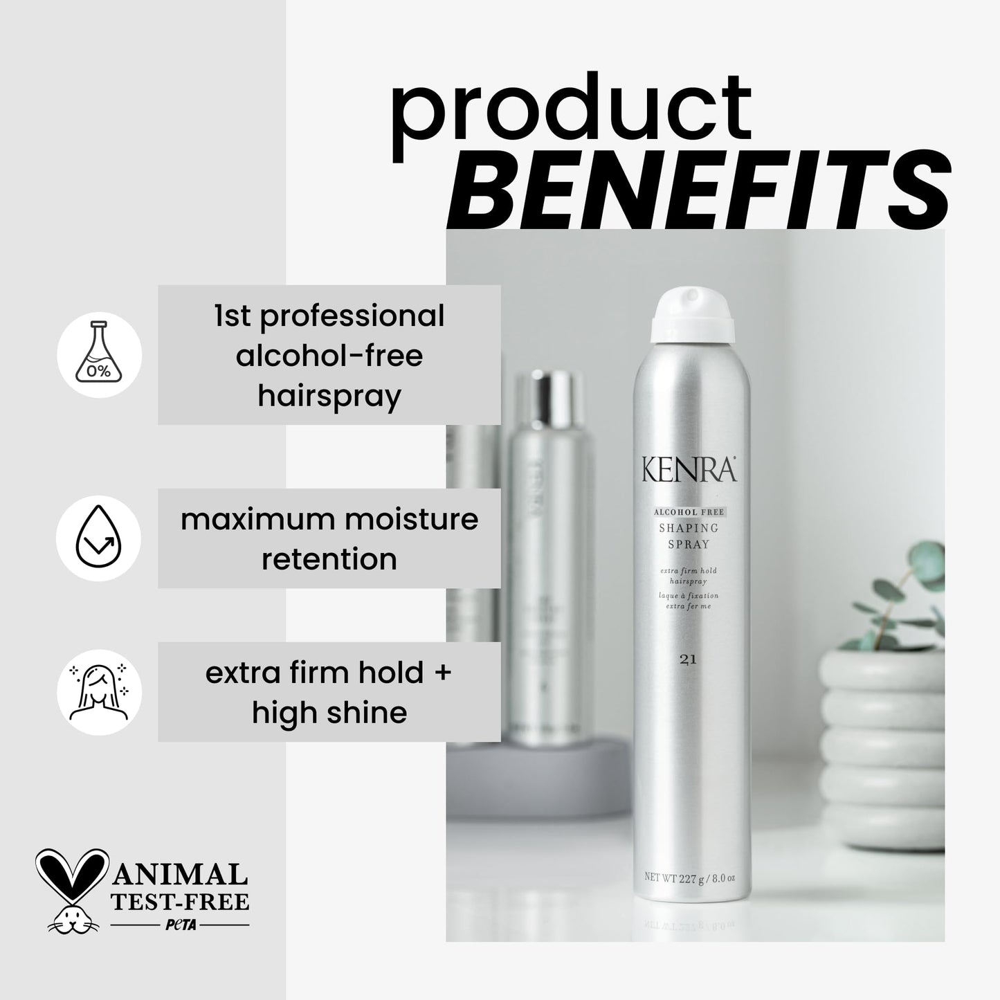 Kenra Shaping Spray 21 | Alcohol Free Hairspray | Max Moisture Retention | Extra Firm Hold & High Shine | Optimal Working Time | All Hair Types