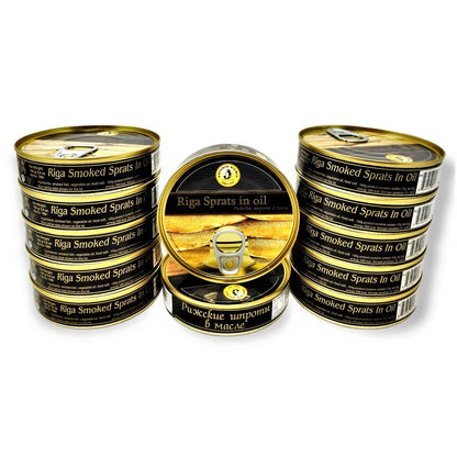 Brivais Vilnis Riga Smoked Sprats in Oil 5.6 oz - Pack of 12, Product of Lativa, Kosher Wild Caught Latvian Sprats