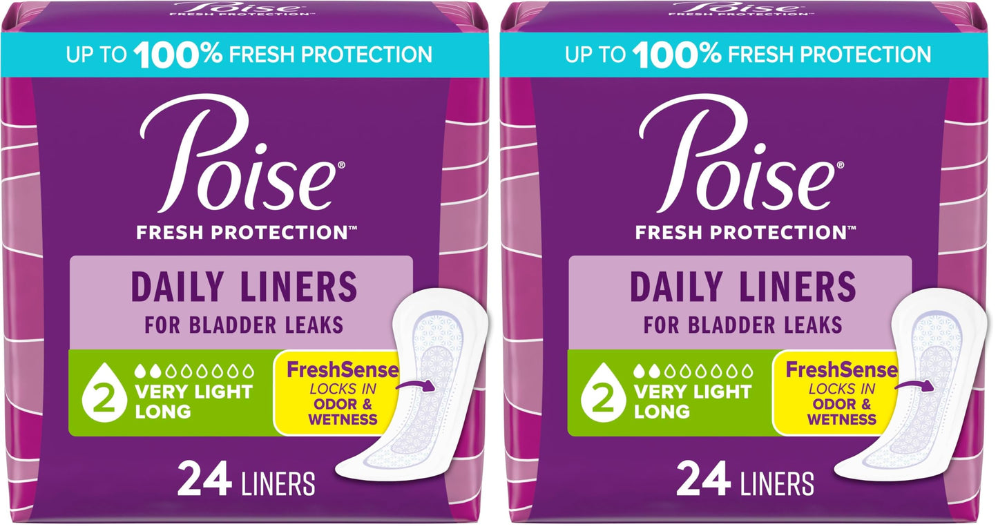 Poise Very LGT LNG Pntlnr Size 24ct Poise Very Light Long Pantiliner 24ct (Pack of 2)