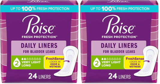 Poise Very LGT LNG Pntlnr Size 24ct Poise Very Light Long Pantiliner 24ct (Pack of 2)