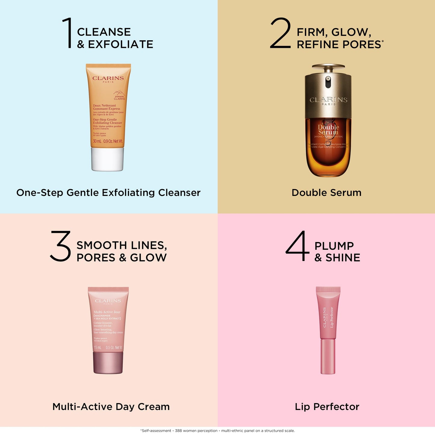 Clarins Smooth and Glow Starter Set | Amazon Exclusive 5-Piece Skincare Set | Includes Full Size Double Serum 1 Ounce | $105 for Value of $142