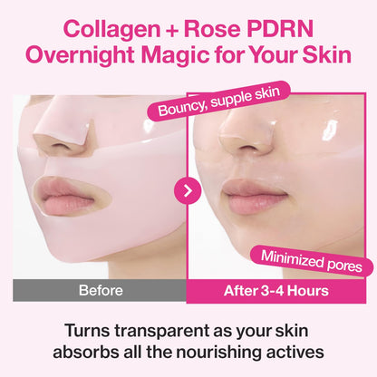 numbuzin No.2 Overnight Face Mask | Rose PDRN Overnight Collagen Mask | Korean Glass Skin Essential | Elasticity, Hydrating, Firming, Enlarged Pores | Collagen, Peptides, PDRN | 37g, 4ea