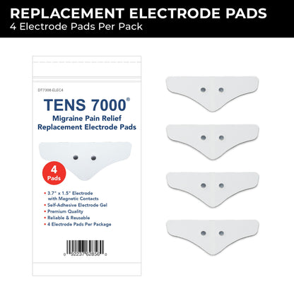 TENS 7000 Migraine Pads, 4 Count Per Pack – Compatible with TENS 7000 Migraine Relief Device, Replacement Pack, Wearable for Migraines and Migraña