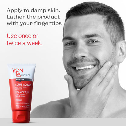 Yon-Ka Mens Foaming Scrub | Deep Cleansing Exfoliator | Gentle Gel Wash Tightens Pores and Prevents Ingrown Hairs | 1.7 fl oz