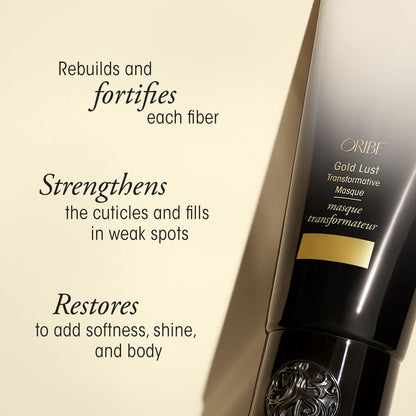 Oribe Gold Lust Transformative Hair Mask - Deep Conditioning Treatment Mask for Dry & Damaged Hair - Strengthens & Repairs Damage - Softens, Smooths & Adds Shine - Travel Size - 1.7 oz
