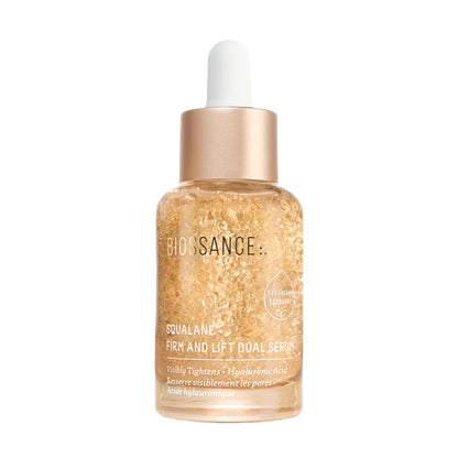 Biossance Squalane + Firm & Lift Dual Serum – Face Serum for Maturing Skin – Lifts & Hydrates – Reduces Wrinkles – Hyaluronic Acid, Squalane, Ectoin, Gravetye Giant & Bisabolol – 30ml