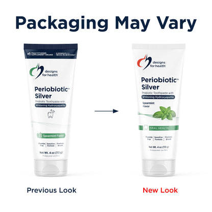 Designs for Health Periobiotic Silver Hydroxyapatite Toothpaste - Fluoride Free Toothpaste with Oral Probiotics with Whitening Hydroxyapatite - Supports Gum Health & Remineralization (4oz Mint)