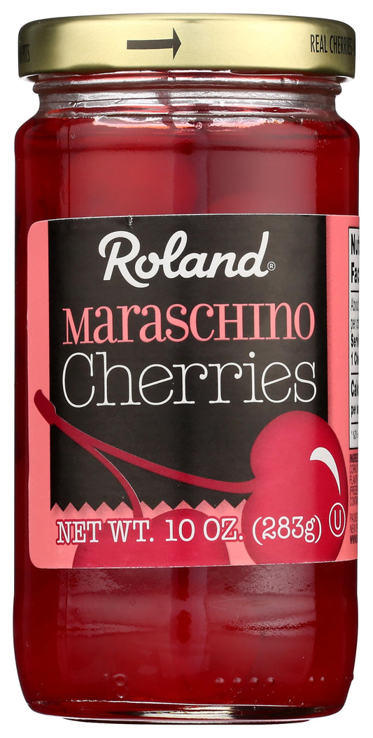 Roland Premium Maraschino Cherries With Stems, 10 Ounce Jar, Pack of 1