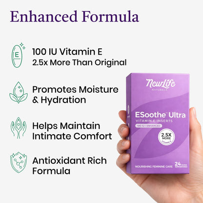 NewLife Naturals Vitamin E Vaginal Suppositories Moisture & Hydration Support – ESoothe Ultra 100IU 2.5X More – Feminine Intimate Comfort Inserts – 30 Day Supply USA