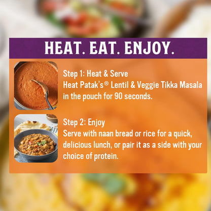Patak’s Lentil & Veggie Tikka Masala - Vegetarian Indian Curry w/Lentils, Beans, Pumpkin, Sweet Potatoes & Vegetables - Ready-to-Eat Microwaveable Meal - Serve with Rice or Naan - 10.5oz (Pack of 3)