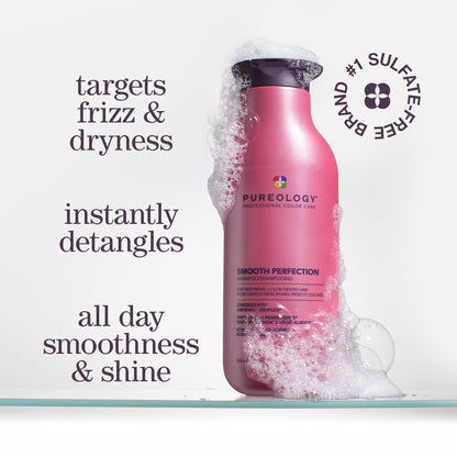 Pureology Smooth Perfection Shampoo - For Frizzy and Color Treated Hair, Smooths Hair & Controls Frizz, Sulfate-Free & Vegan