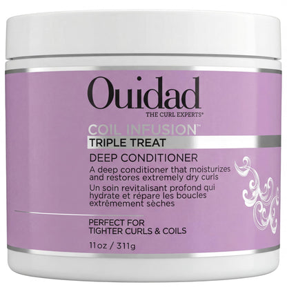 Ouidad Coil Infusion Triple Treat Deep Conditioner 11oz | Moisture Mask for 3C 4A 4B 4C Curly Coily Hair | Ceramide Repair with Black Castor, Avocado, Grapeseed Oils | Strength Care