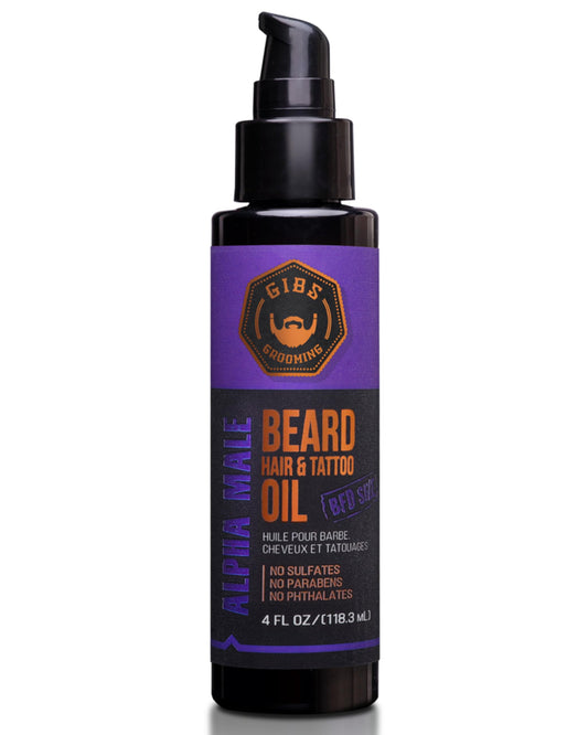 GIBS Beard, Hair & Tattoo Oil - Softens & Strengthens Beard Growth, Moisturizes Skin (4 Scents, 2 Sizes)