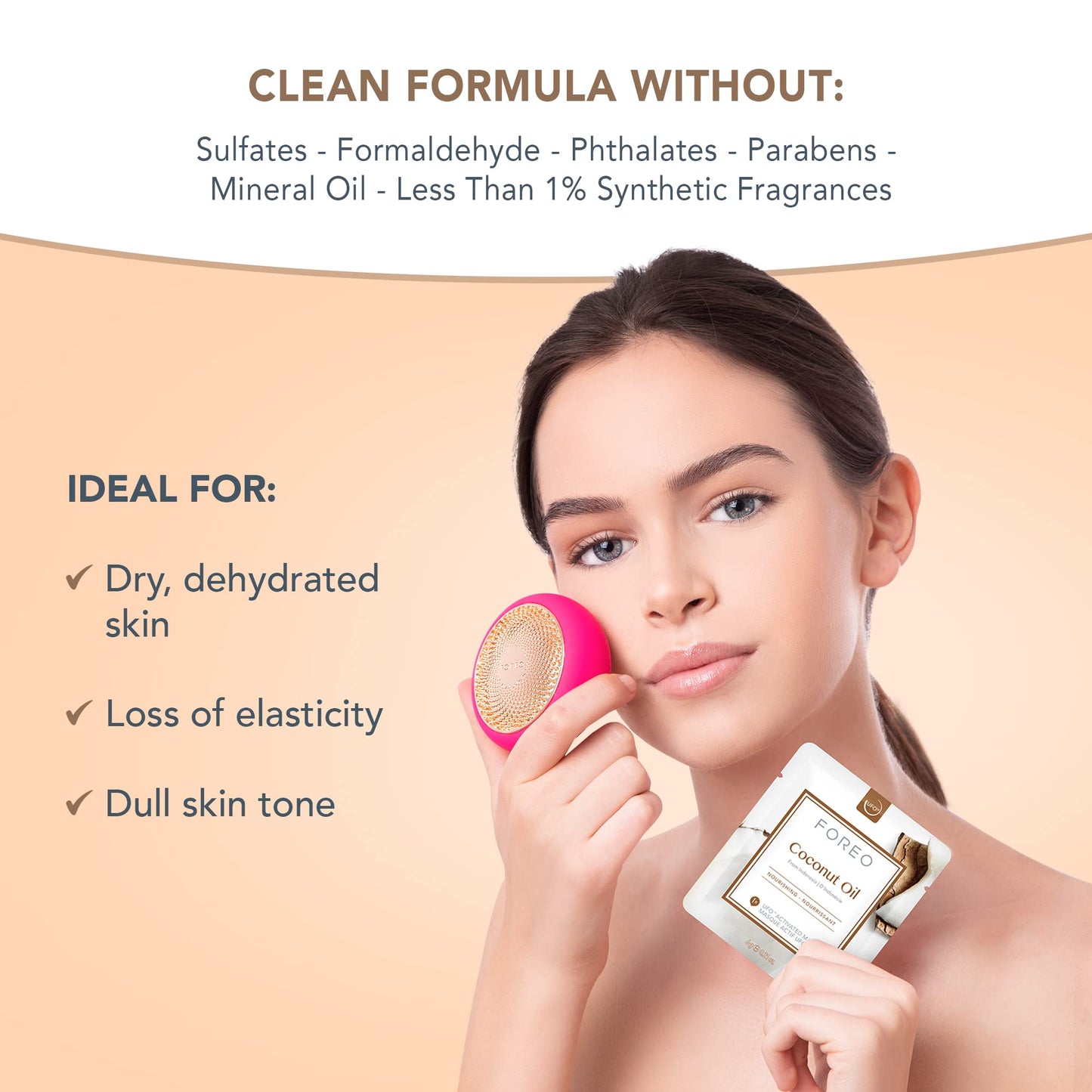 FOREO Coconut Oil Dual UFO Activated Facial Mask for Dehydrated Skin, 6 pack, Nourishing & Hydrating, Coconut Oil & Coconut Water, Cruelty-Free, Clean Formula, Compatible with all UFO devices