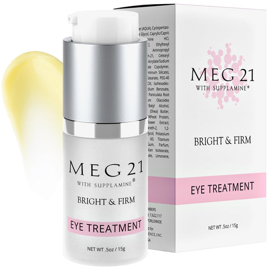 MEG 21 Bright & Firm Under Eye Cream – Anti-Aging Cream for Dark Circles, Puffiness, Bags, Fine Lines & Wrinkles – Day/Night Eye Moisturizer – Made with Patented SUPPLAMINE (0.5 oz)