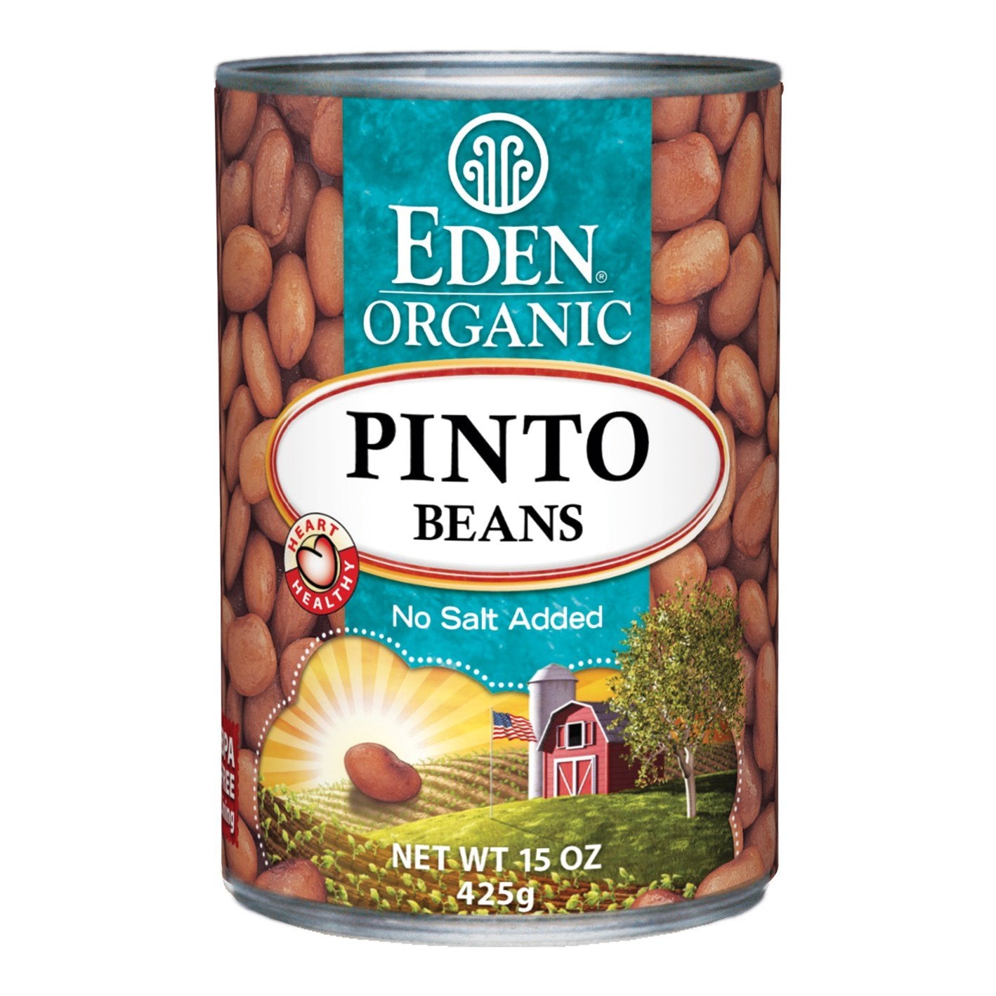 Eden Organic Pinto Beans, 15 oz Can (12-Pack), No Salt Added, Non-GMO, Gluten Free, Vegan, Kosher, U.S. Grown, Heat and Serve, Macrobiotic, Frijol Pinto