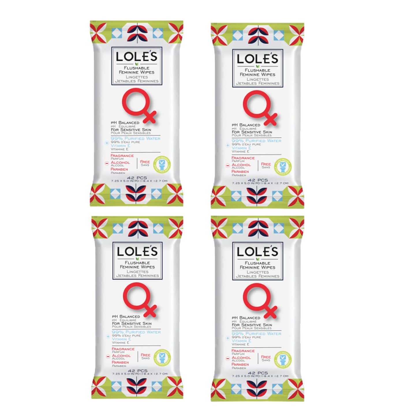 Lole's Flushable Feminine Wipes, Flushable Wipes for Women, Down There Wipes for Women, Sensitive Skin, Maintains Your Vaginal pH Balance, Gently Cleanses Ultra Soft Biodegradable 4x42 168 Count
