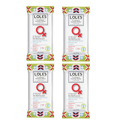 Lole's Flushable Feminine Wipes, Flushable Wipes for Women, Down There Wipes for Women, Sensitive Skin, Maintains Your Vaginal pH Balance, Gently Cleanses Ultra Soft Biodegradable 4x42 168 Count
