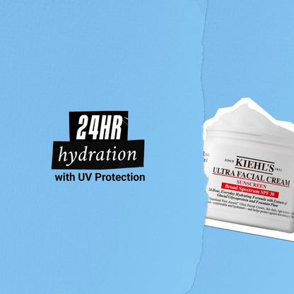 Kiehl's Ultra Facial Cream with SPF 30, Lightweight Daily Face Moisturizer for All Skin Types, 24-hour Hydration, UV Sunscreen Protection, Non-greasy, Absorbs Quickly, with Glacial Glycoprotein