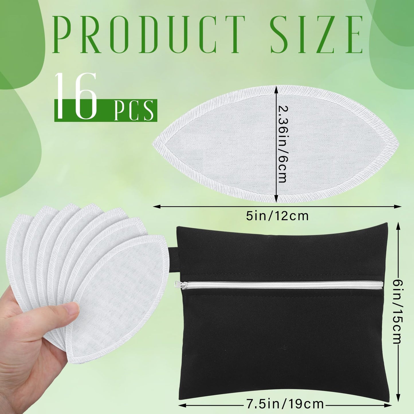 Hoolerry 16 Pcs Interlabial Pads with Wet Bag Reusable Menstrual Pads Soft Cotton Washable Period Pads Reusable Sanitary Pads for Women