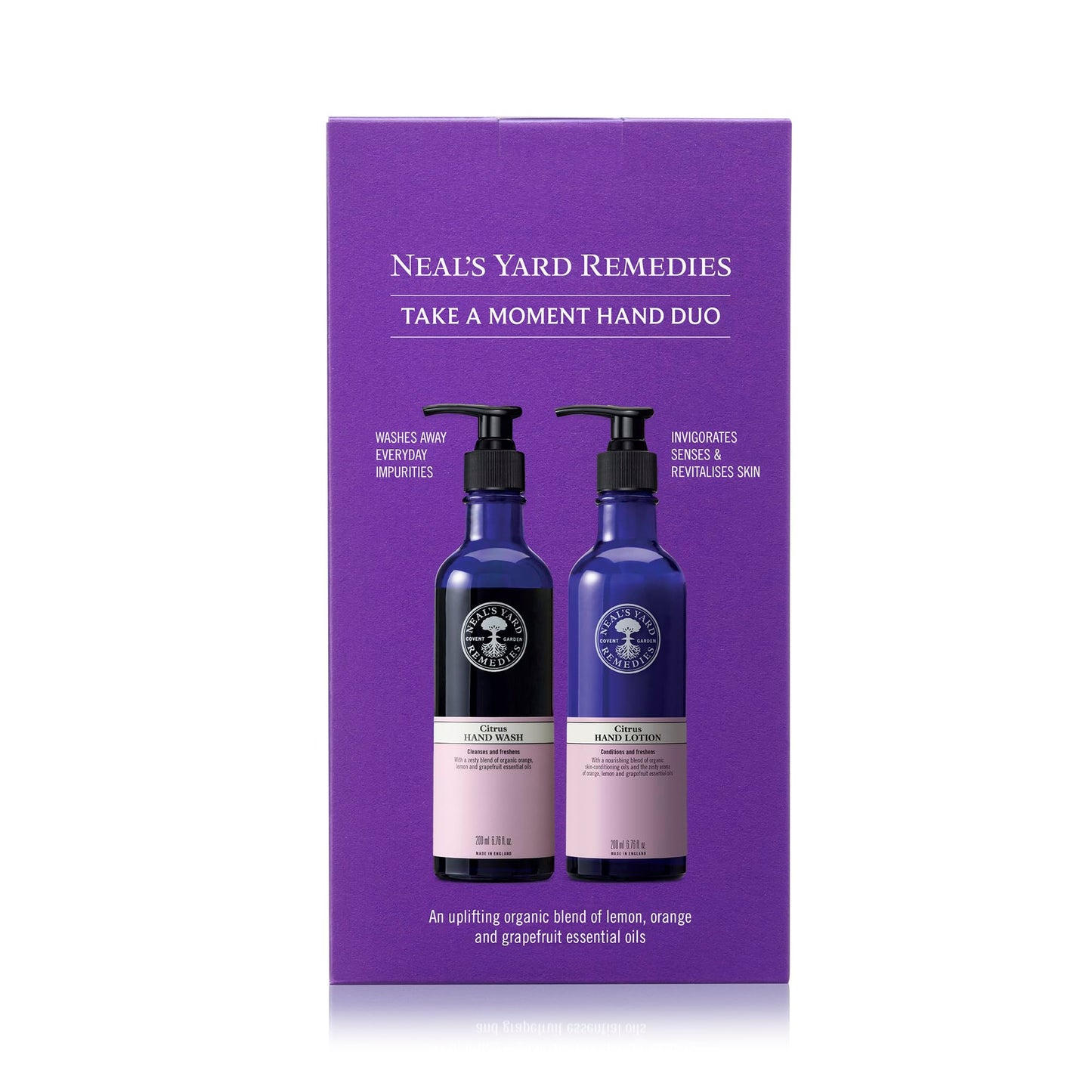 Neal's Yard Remedies Take A Moment Citrus Gift Set, Hand Wash & Hand Lotion With Essential Oils, Vegan & Cruelty-Free, Set of 2