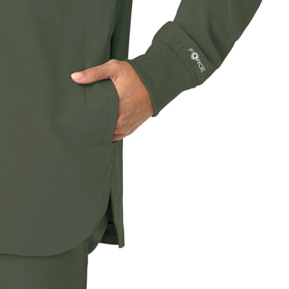 Carhartt Force Cross-Flex Scrubs for Women, Shirt Jacket - Olive, L
