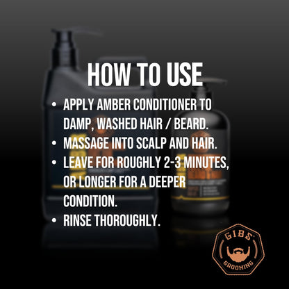 GIBS Amber Beard and Hair Conditioner - Detangle, Control Frizz, Revitalize Dry Hair & Skin, Antimicrobial & Antioxidant - Made in USA | Revitalizes Hair, Manages Hair, Repairs Hair, Anti-Inflammatory, Balances Oils
