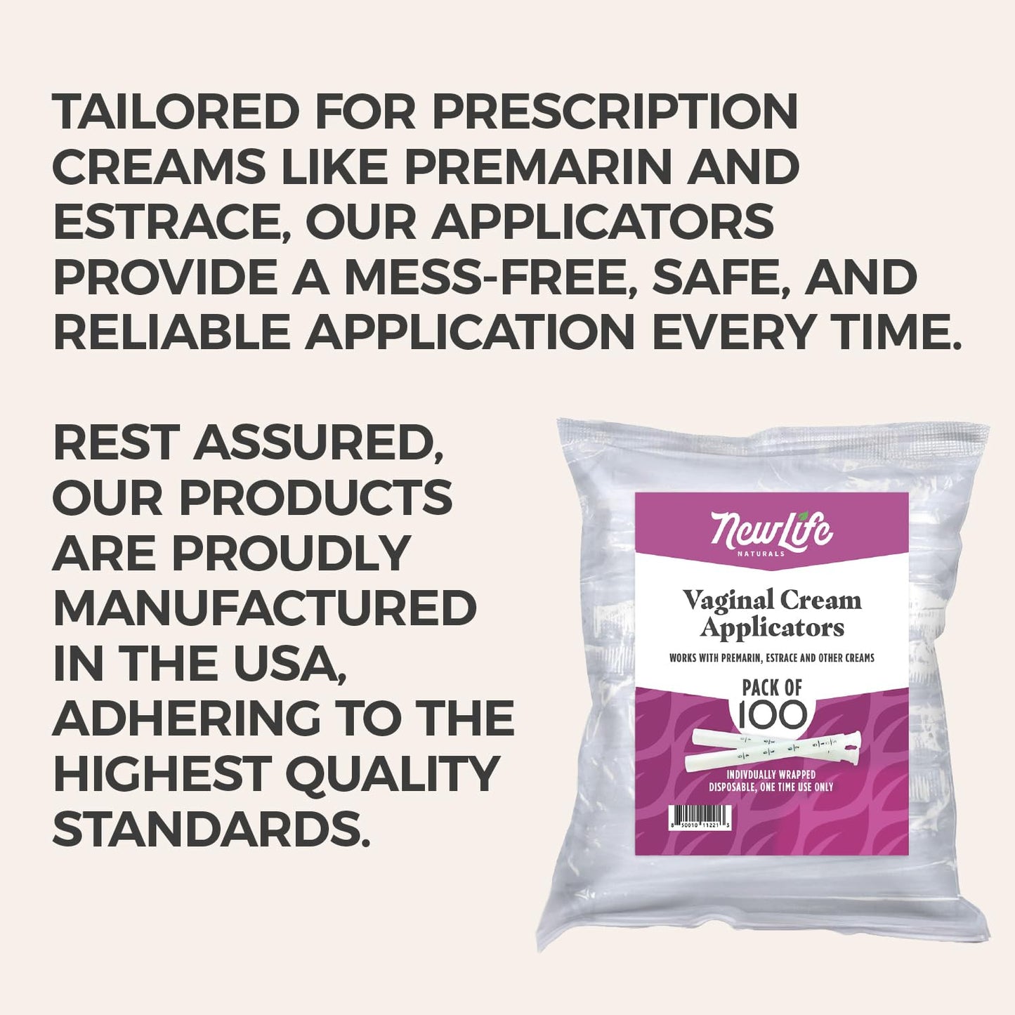 Disposable Plastic Vaginal Applicator Pack: Hygienic Threaded Injector to Fit Preseed Lubricant, Estrace, Personal Lube and OTC Gel or Cream Products - With Dosage Markings - 100 Pack