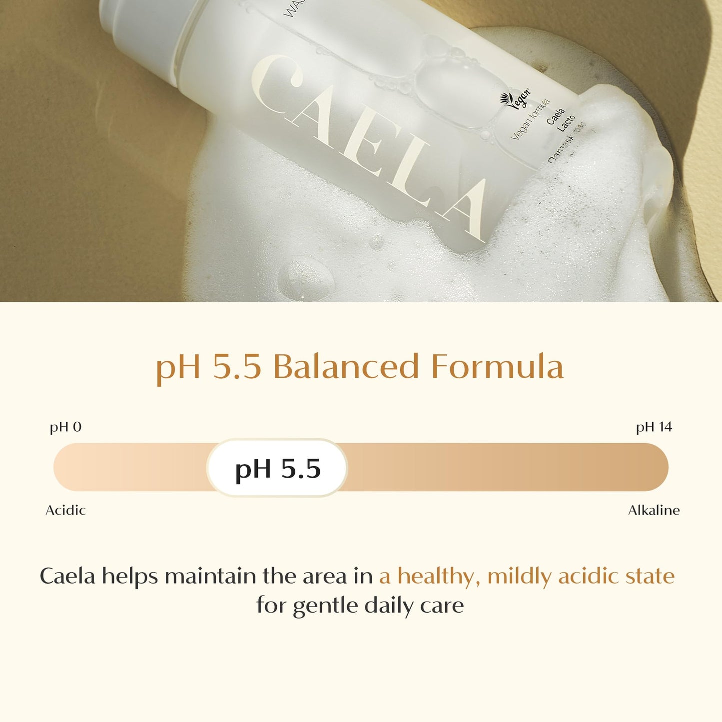 CAELA Feminine Wash, pH Balanced Foaming Cleanser with Triple Lactobacillus Ferment Complex – Gentle Daily Intimate Care for Women, Sea Buckthorn & Damask Rose, Sulfate-Free, 5.07 Fl Oz