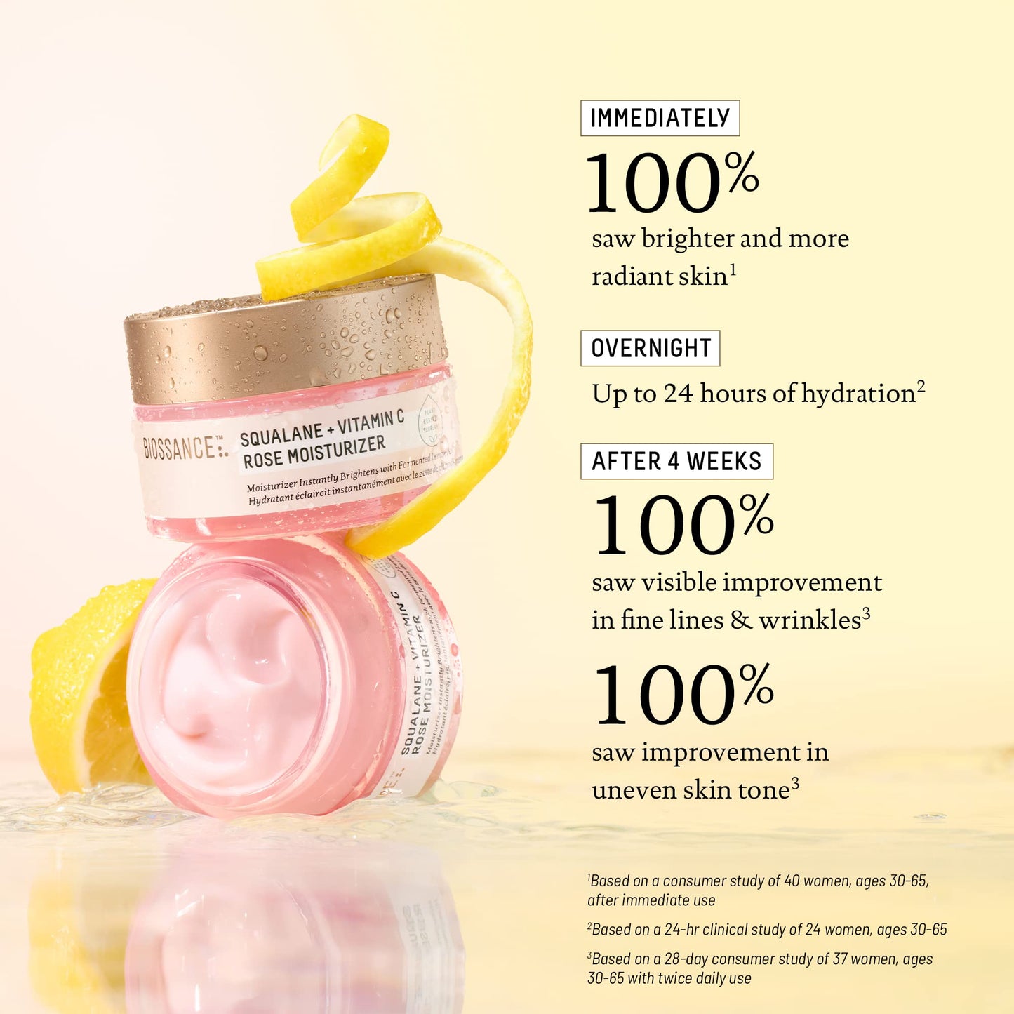 Biossance Squalane + Vitamin C Rose Face Moisturizer – Antioxidant-Rich Day/Night Face Lotion – Hydrates and Smooths Fine Lines – Even Skin Tone & Reduce Discoloration – For Radiant Skin, 1.69 Fl Oz