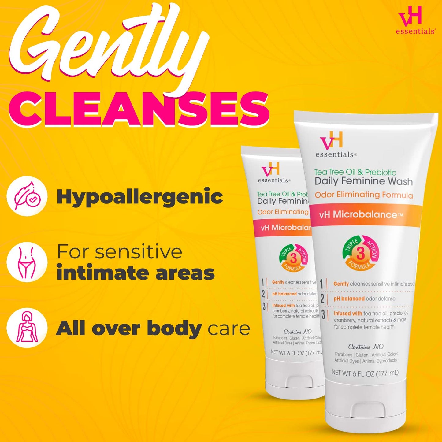 RepHresh Pro-B Probiotic Supplement for Women (30 Capsules) and vH Essentials Ph Balanced Daily Feminine Wash (6 Fl Oz)