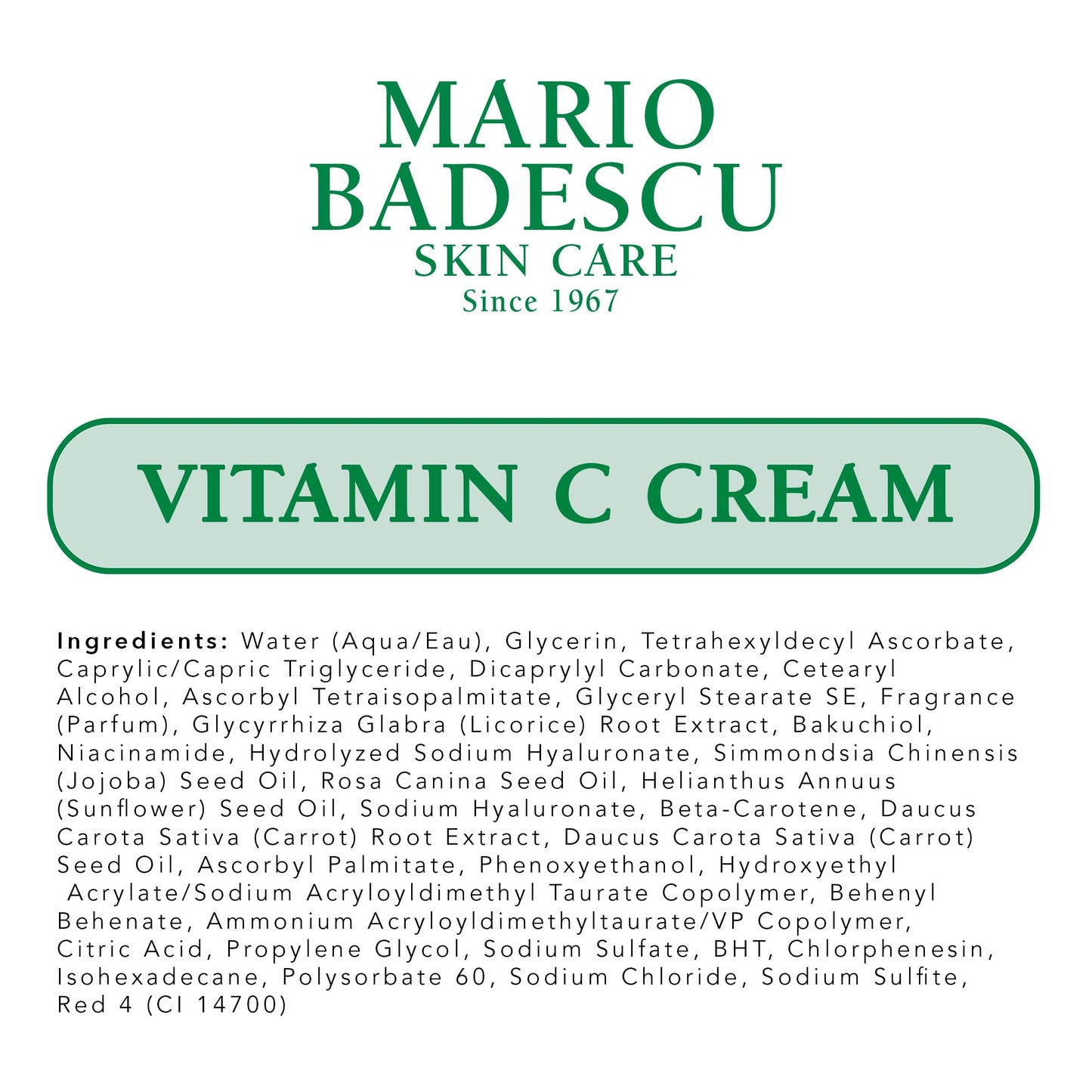 Mario Badescu Vitamin C Cream | Lightweight Face Moisturizer Enriched With Niacinamide for All Skin Types | Visibly Reduces Signs of Aging | 1 Fl Oz