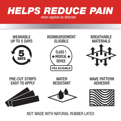 Mueller Sports Medicine Typhoon Kinesiology Therapeutic Tape, Quality Athletic Tape, Latex Free, 20 Pre-Cut I-Strips, 2" x 9.75" Each Strip