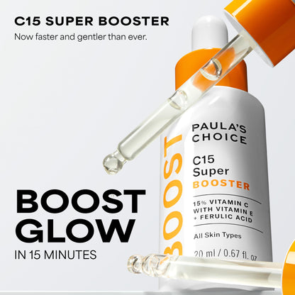 Paula's Choice BOOST C15 Super Booster, 15% Vitamin C Serum for Face, Face Serum with Vitamin E & Ferulic Acid for Discoloration & Glow, Fragrance-Free
