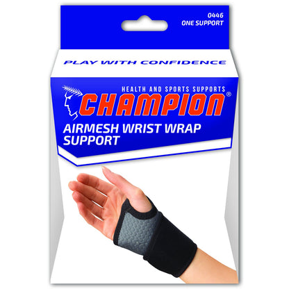 Champion Wrist Wrap Support, Universal Fit, Airmesh Fabric, Grey,