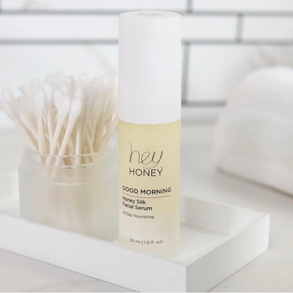 Hey Honey Good Morning Honey Silk Facial Serum | Anti-Aging Vitamin C & Hyaluronic Acid Serum for Radiant Skin Boosts Glow, Smooths Fine Lines, Strengthens Skin Barrier | 1 oz