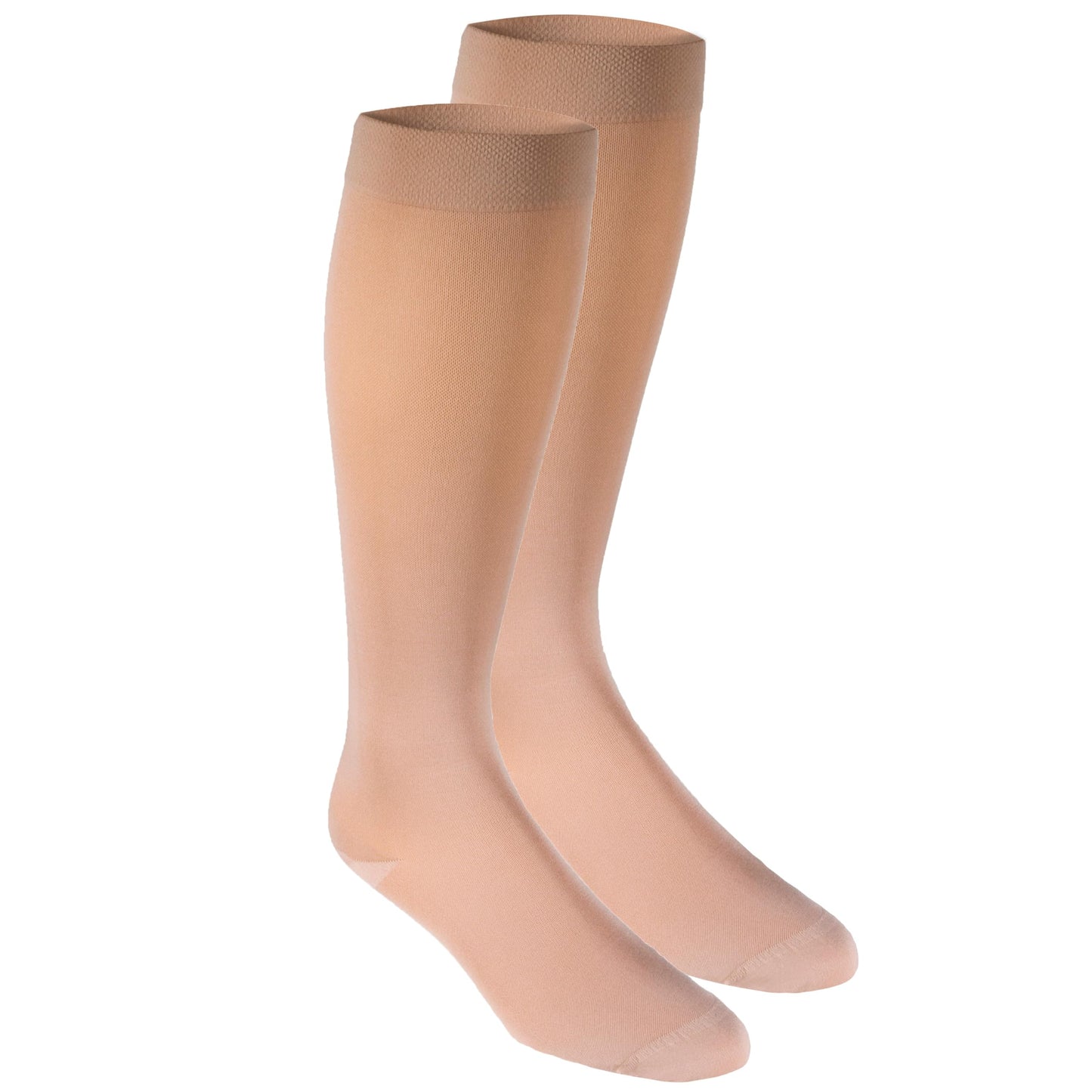 NuVein Medical Compression Stockings, 20-30 mmHg Support, Soft Comfort Microfiber, Knee Length, Closed Toe, Beige, Large