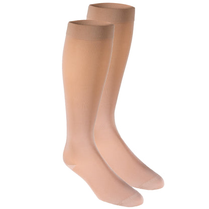 NuVein Medical Compression Stockings, 20-30 mmHg Support, Soft Comfort Microfiber, Knee Length, Closed Toe, Beige, Large