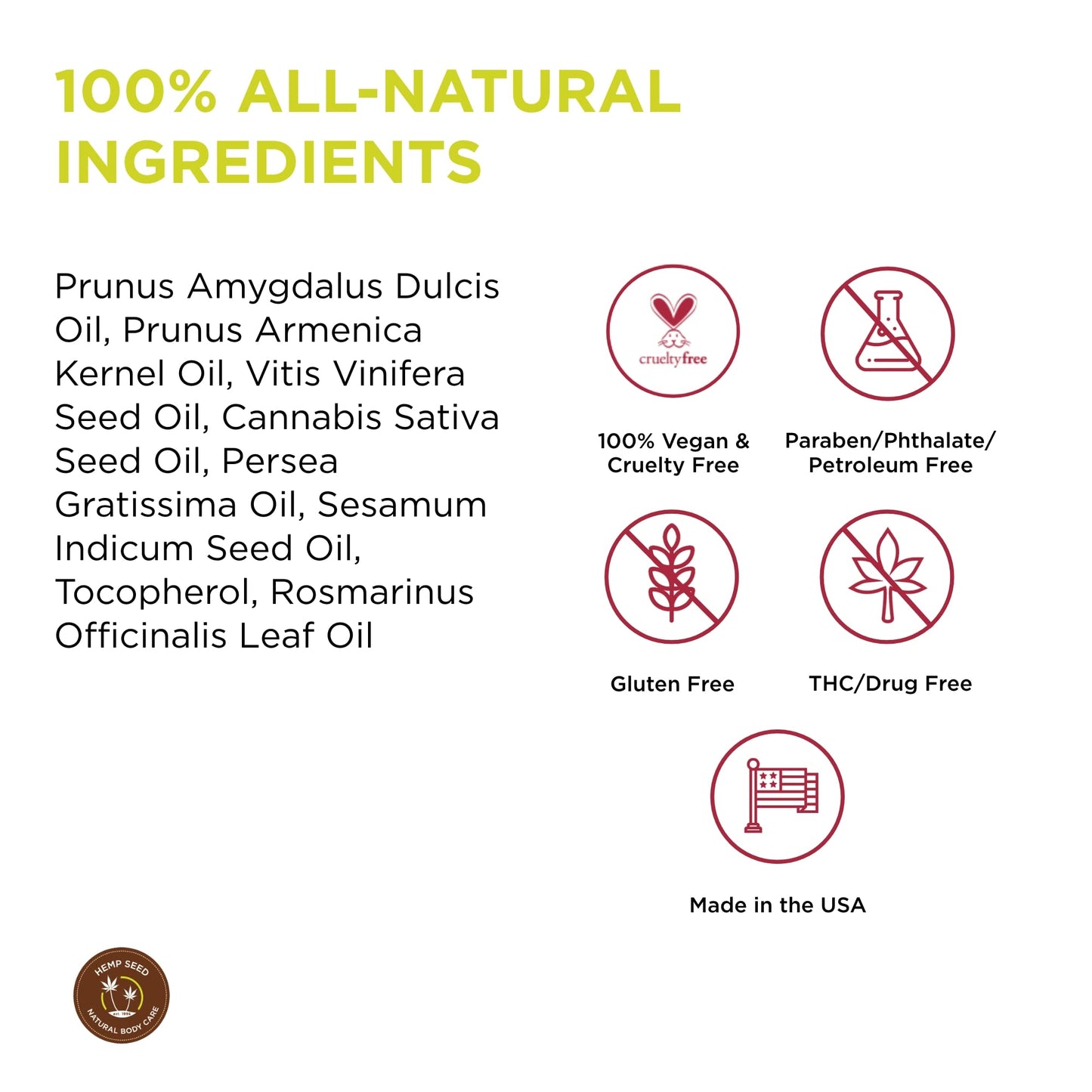 Hemp Seed Massage & Body Oil, Unscented - 8 fl. oz. - Nourishing, Moisturizing Massage Oil - Hemp Seed, Apricot, Grapeseed & Sweet Almond Oil - Vegan & Cruelty Free
