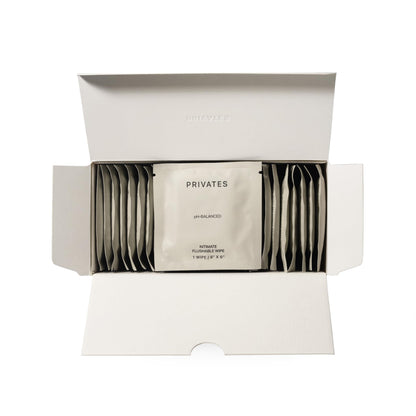 PRIVATES pH-Balanced INTIMATE WIPES for Women & Men | Odor Control, Irritation & Dryness Relief | Hydrating & Soothing with Aloe | Microbiome-Friendly | Natural Ingredients | Fragrance-Free | 25 Count