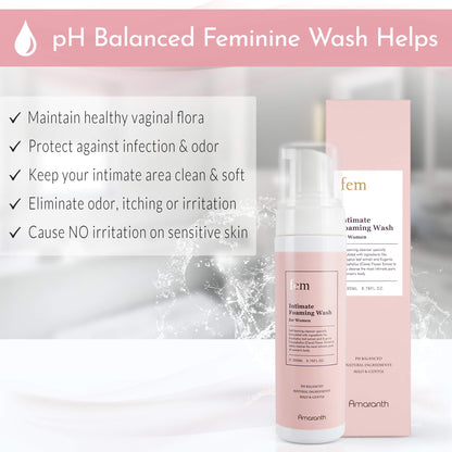 fem pH Balance Intimate Wash for Women, Feminine Wash for Sensitive Skin, Gentle Cleanser for Daily Use, Helps Eliminate Irritation, Itching, Odor (200ml / 6.8 fl oz)