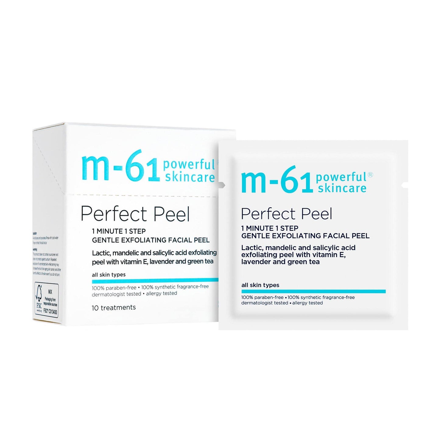 m-61 Perfect Peel | Gentle Exfoliating Facial Peel With Lactic, Mandelic, Salicylic Acid. For Sensitive Skin Or Lighter Daily Exfoliation. 1 Minute, 1 Step