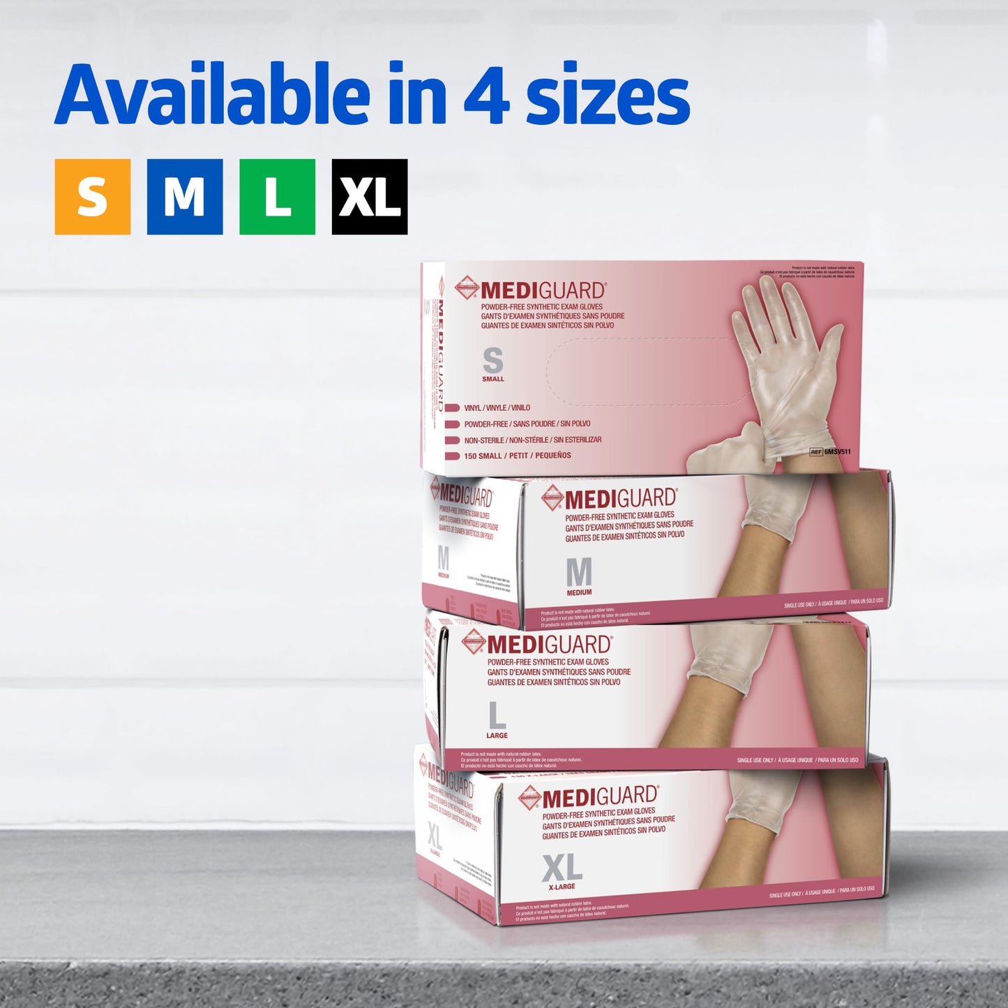 Medline MediGuard Vinyl Exam Gloves, 150 Count, Medium, Powder Free, Disposable, Not Made with Natural Rubber Latex, All-purpose Medical Tasks