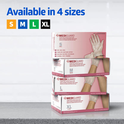 Medline MediGuard Vinyl Exam Gloves, 150 Count, Medium, Powder Free, Disposable, Not Made with Natural Rubber Latex, All-purpose Medical Tasks